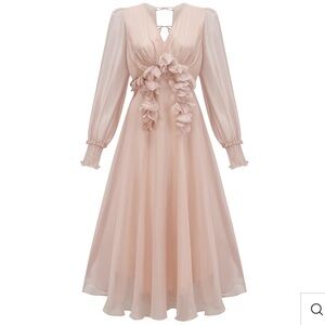 Chic Long Sleeve Blush Dress